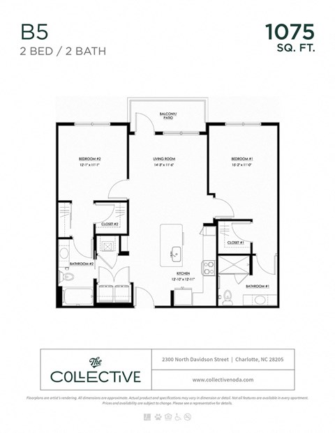 B5 Floor Plan at The Collective NoDa, North Carolina, 28205